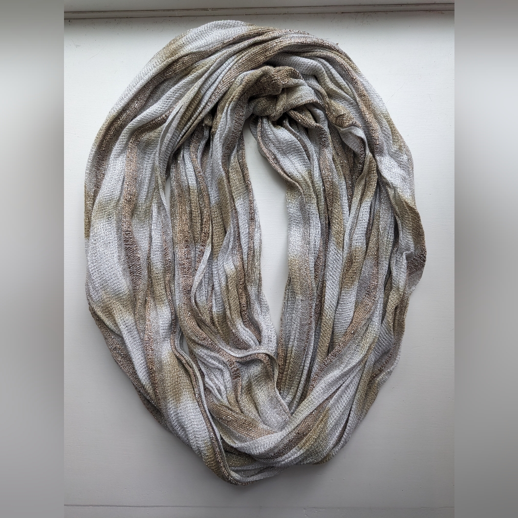 Gold And White Infinity Scarf